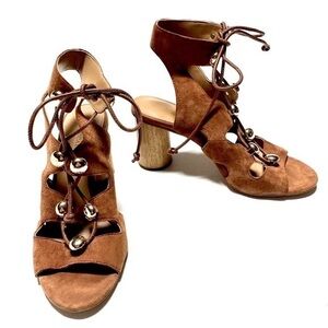 Rebecca Minkoff Brown Suede Lace-Up Heels